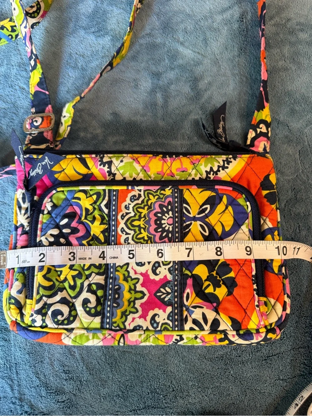 Vera Bradley Quilted Crossbody in Pink, Yellow, Green & Navy Floral
